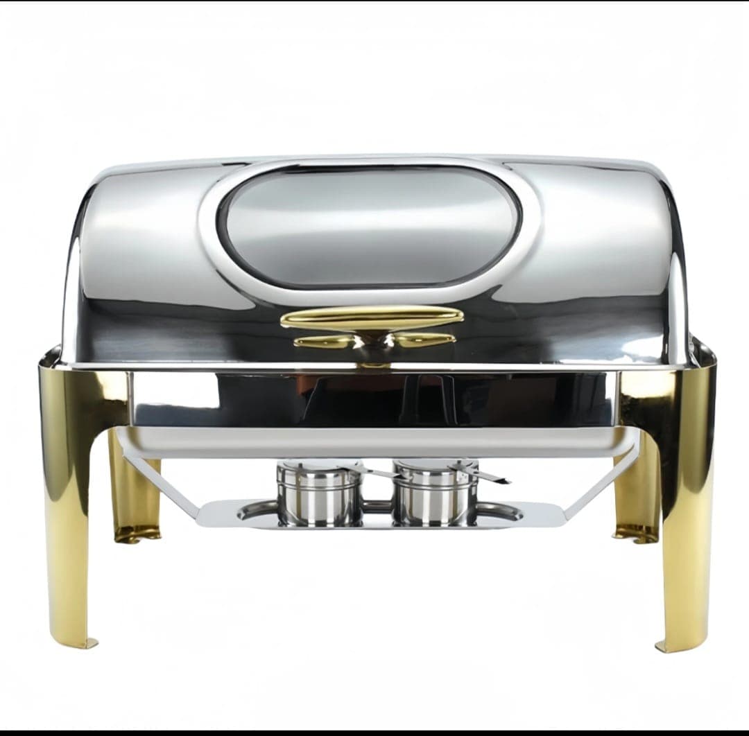 Silver Rectangular Roll-Top Chafer